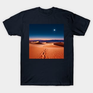 Pathway in Desert Sands Under Moonlight T-Shirt
